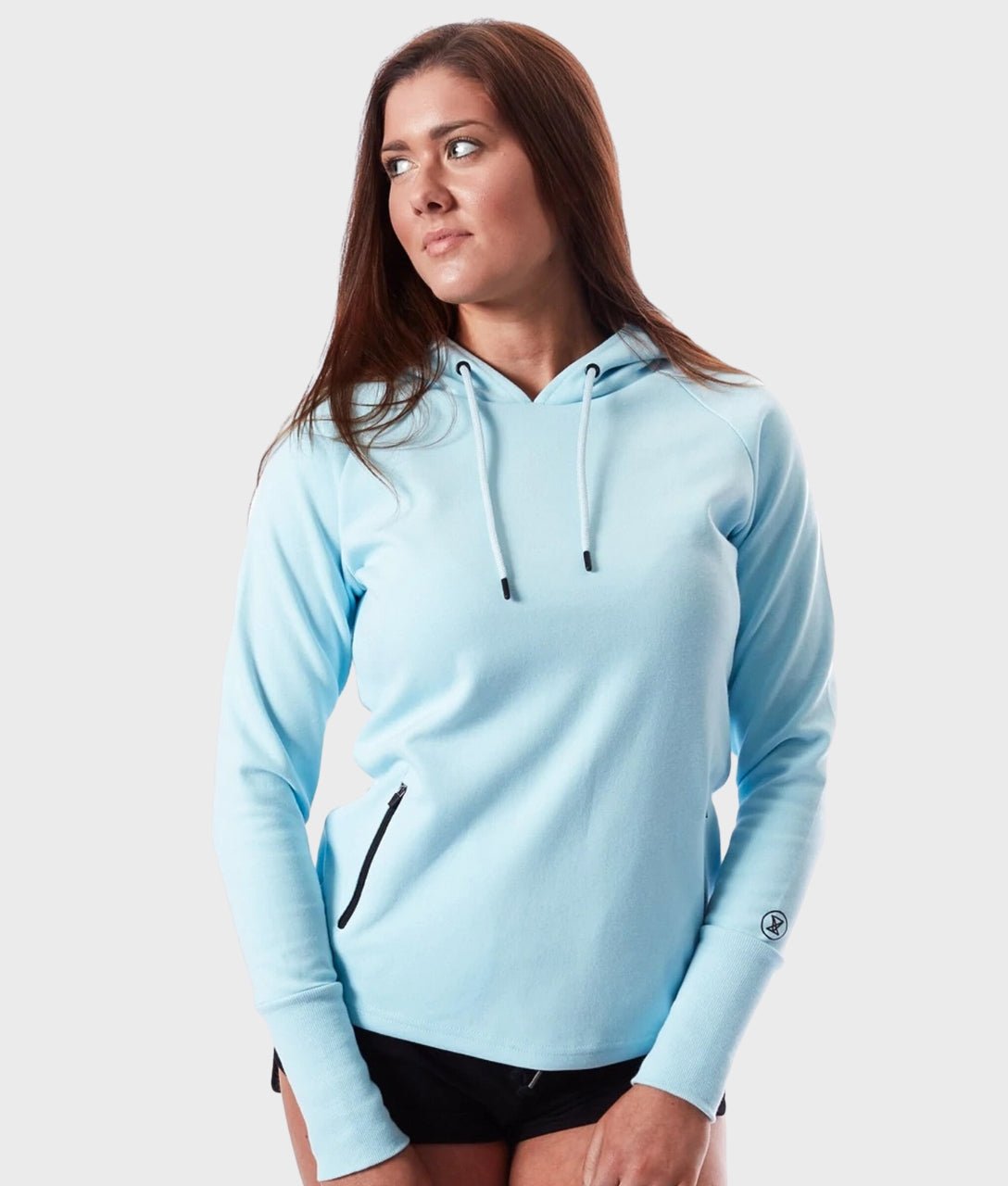 VXS Womens fitted gym hoodie Pro Hoodie Light Blue